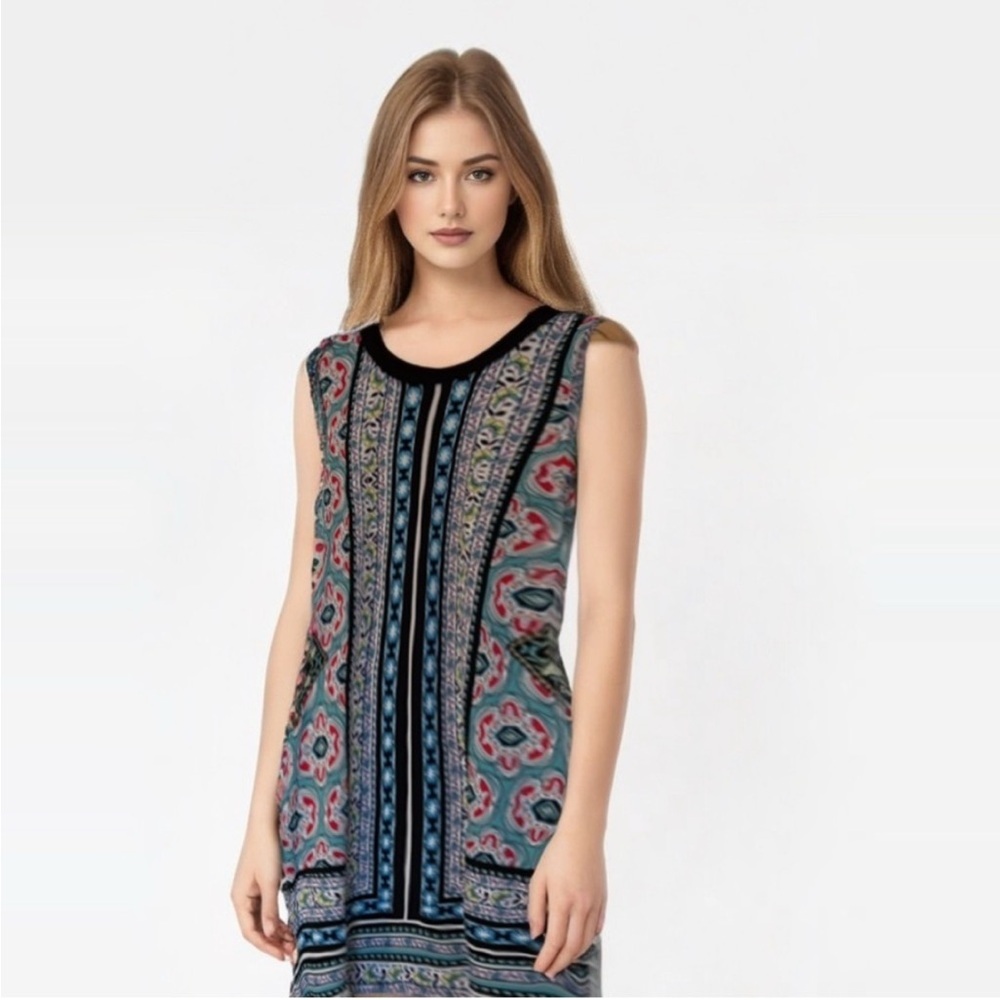 AB Studio Sleeveless Printed Mini Dress. Size Medium